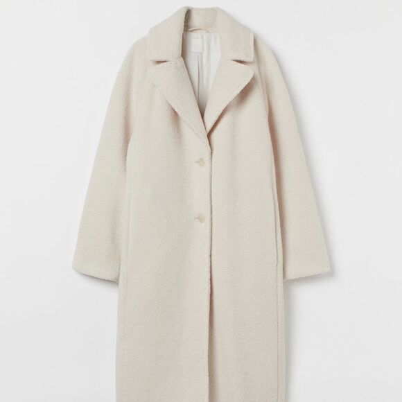 H&M Faux Shearling Coat Cream New - Picture 4 of 10